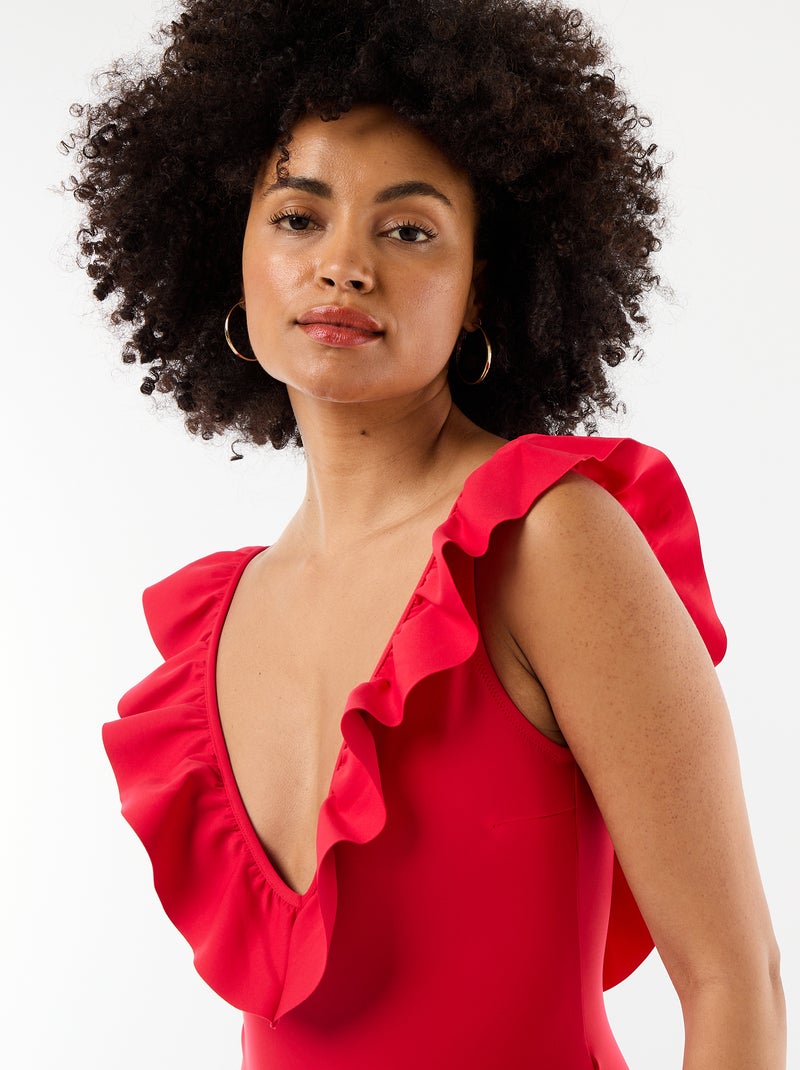 Costume da bagno intero scollatura profonda Rosso - Kiabi