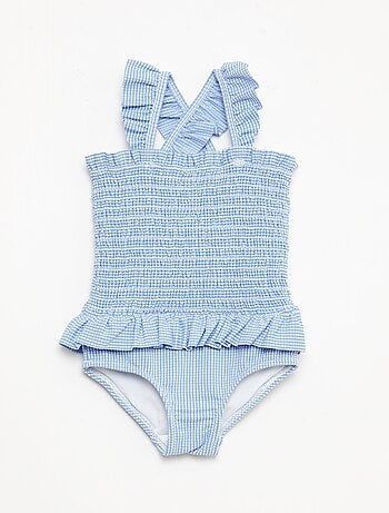 Costume da bagno intero smockato con volant