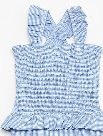 Costume da bagno intero smockato con volant