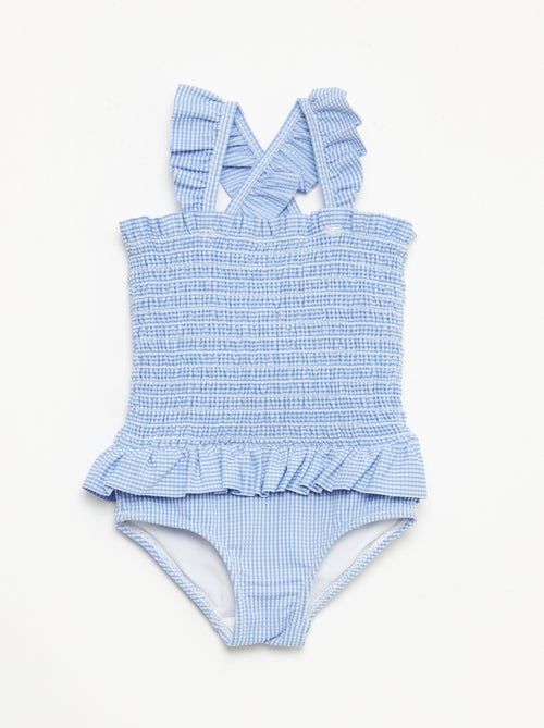 Costume da bagno intero smockato con volant - Kiabi