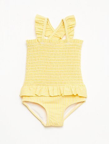 Costume da bagno intero smockato con volant