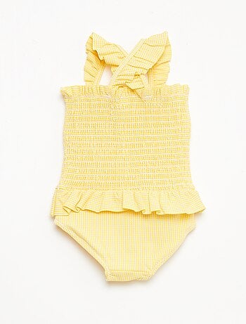 Costume da bagno intero smockato con volant