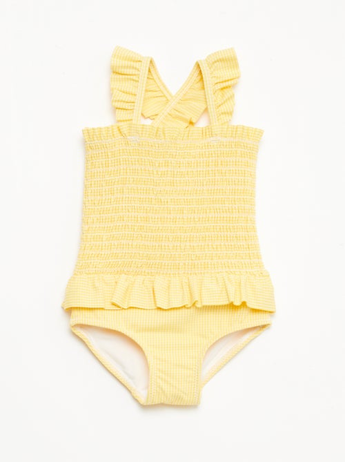 Costume da bagno intero smockato con volant - Kiabi