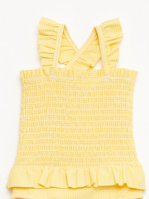 Costume da bagno intero smockato con volant - Kiabi