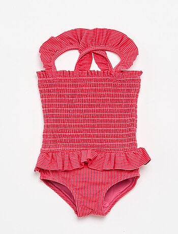 Costume da bagno intero smockato con volant