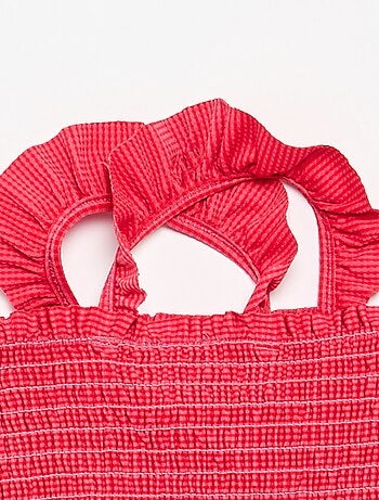 Costume da bagno intero smockato con volant