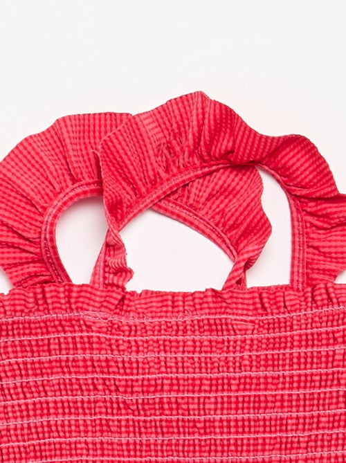 Costume da bagno intero smockato con volant - Kiabi