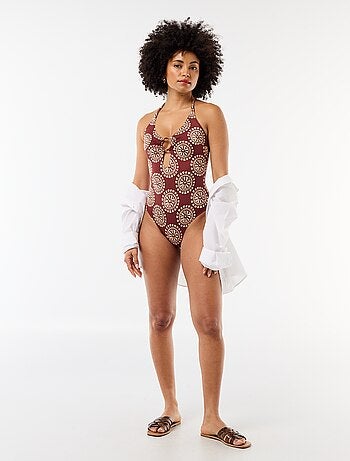 Costume da bagno intero stampato con scollo fantasia