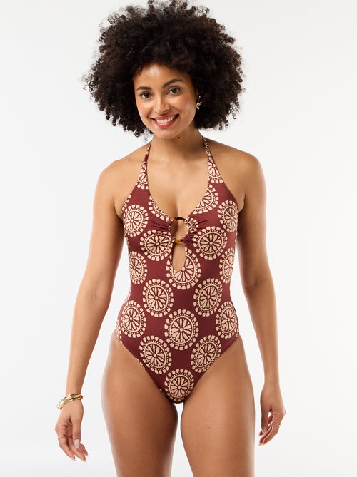 Costume da bagno intero stampato con scollo fantasia - Kiabi