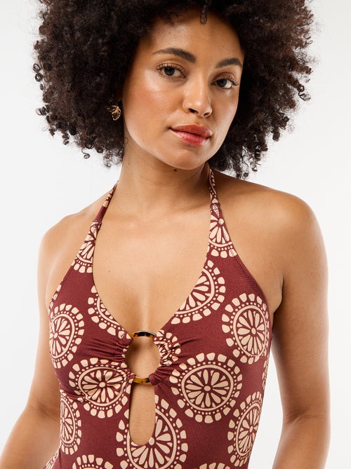 Costume da bagno intero stampato con scollo fantasia - Kiabi