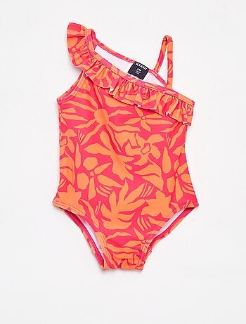 Costume da bagno one shoulder con stampa