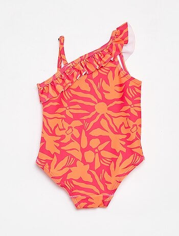 Costume da bagno one shoulder con stampa