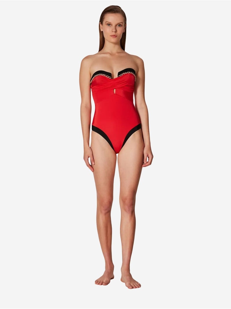 Costume da bagno quartz con dettaglio in metallo penti Rosso - Kiabi