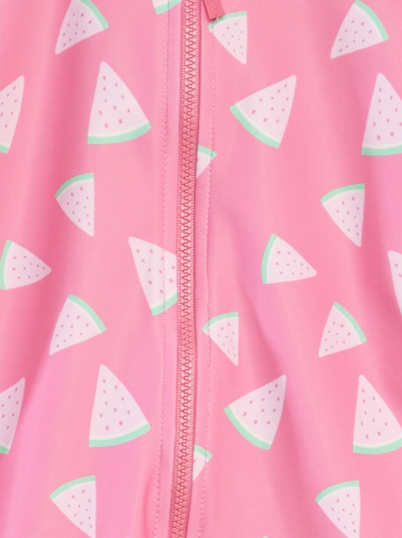 Costume da bagno stampato a maniche lunghe - Intero ROSA - Kiabi