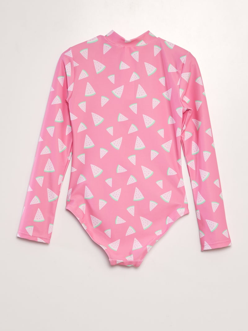 Costume da bagno stampato a maniche lunghe - Intero ROSA - Kiabi