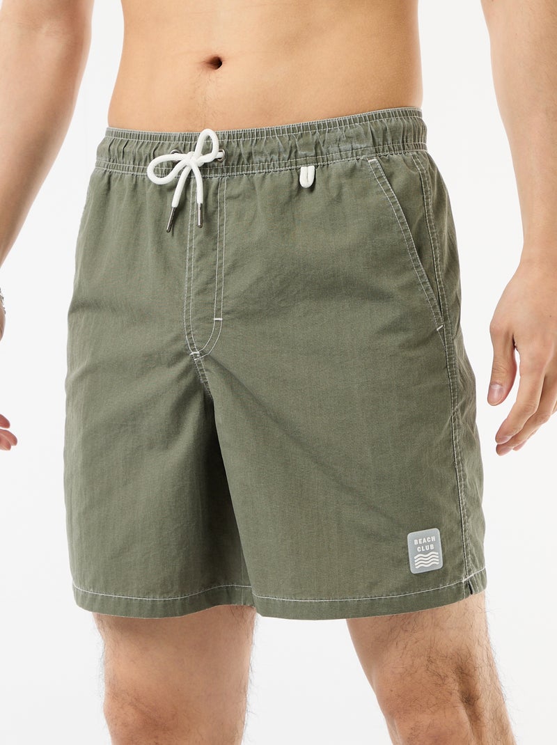 Costume da bagno tinta unita con tasche Verde - Kiabi