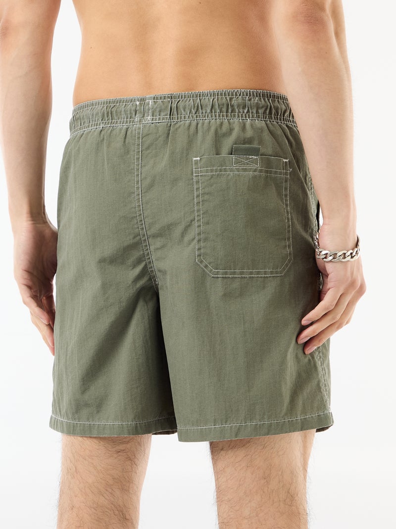 Costume da bagno tinta unita con tasche Verde - Kiabi