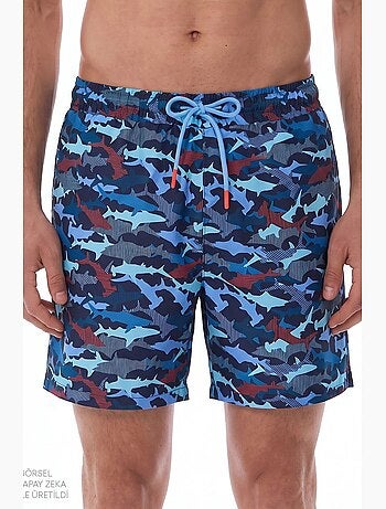 Costume da bagno uomo a righe con motivo pesce penti