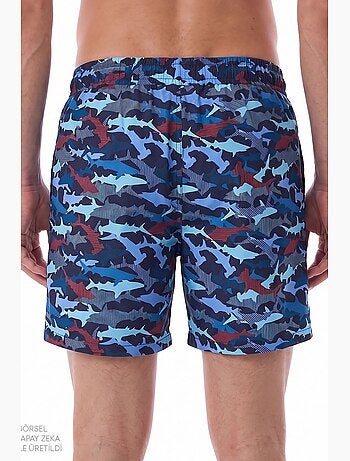 Costume da bagno uomo a righe con motivo pesce penti