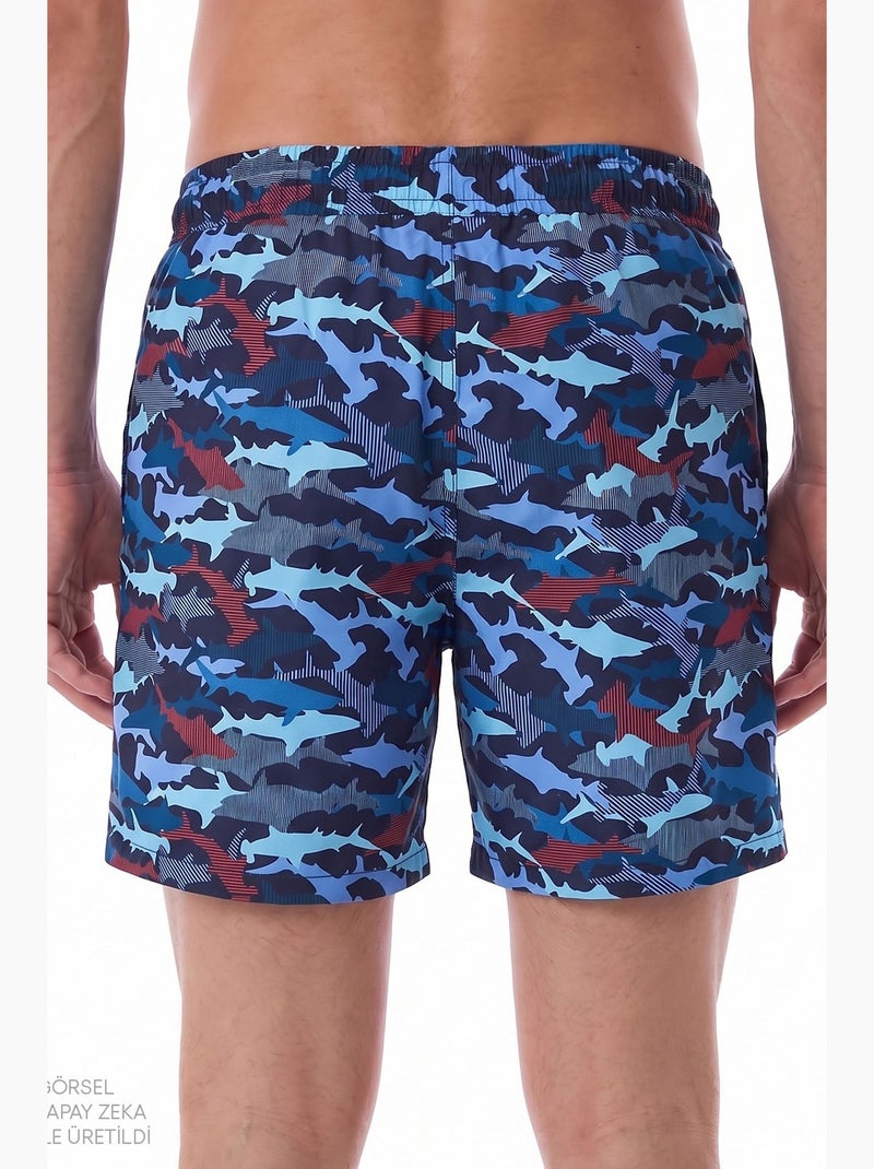 Costume da bagno uomo a righe con motivo pesce penti Blu marino - Kiabi