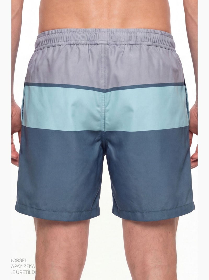 Costume da bagno uomo mindful colour block a righe penti Grigio verde blu - Kiabi