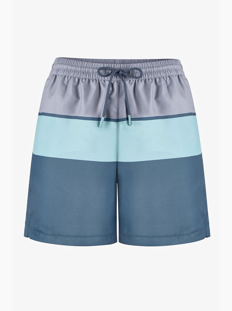 Costume da bagno uomo mindful colour block a righe penti Grigio verde blu - Kiabi