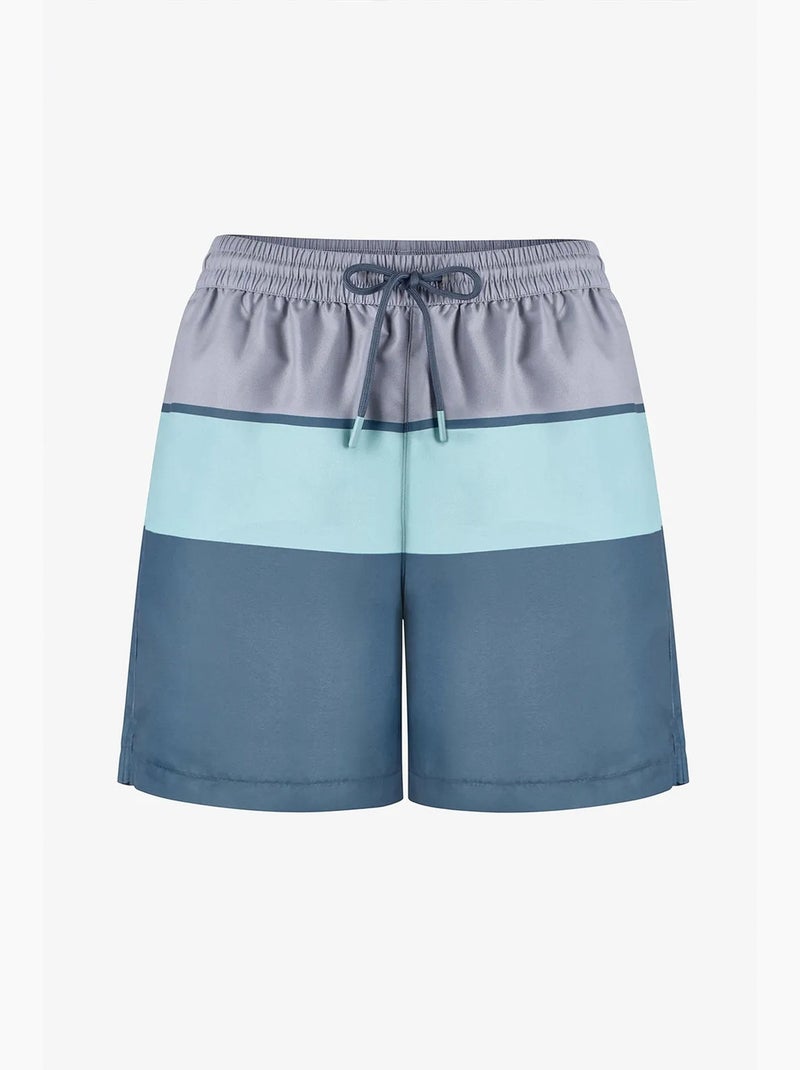 Costume da bagno uomo mindful colour block a righe penti Grigio verde blu - Kiabi