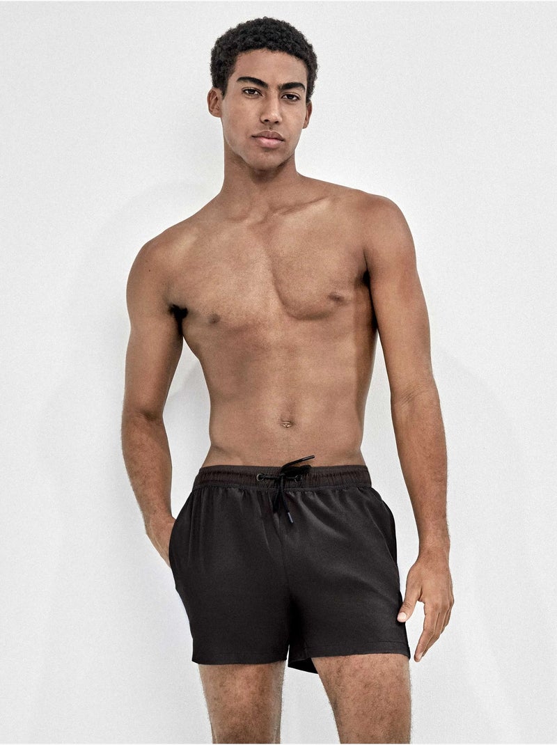 Costume da bagno uomo nero liscio Nero - Kiabi