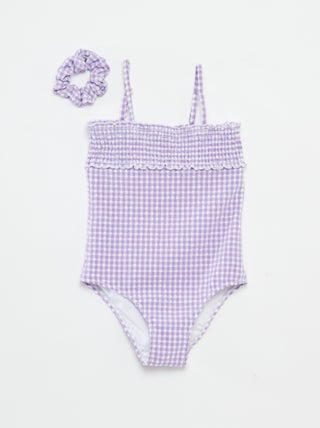 Costume da bagno vichy con elastico per capelli - 2 pezzi