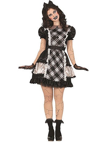 Costume da bambola di porcellana con motivo a quadri