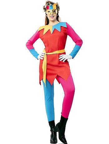 Costume da buffona con mascherina per gli occhi da donna
