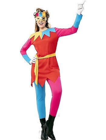 Costume da buffona con mascherina per gli occhi da donna