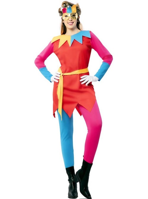 Costume da buffona con mascherina per gli occhi da donna - Kiabi