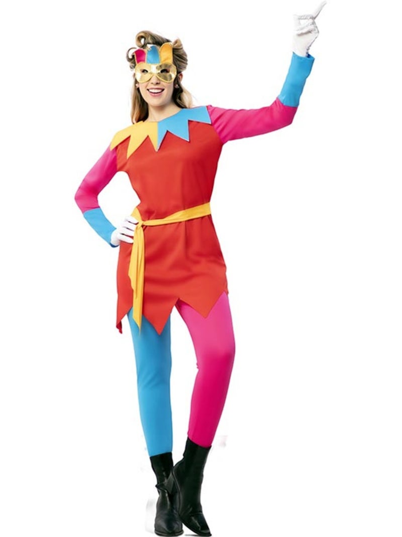 Costume da buffona con mascherina per gli occhi da donna Multicolore - Kiabi