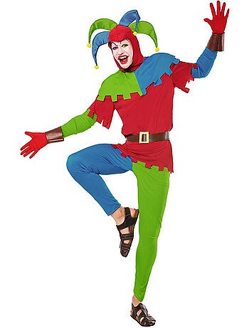 Costume da buffone medievale colorato da uomo