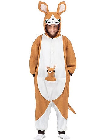 Costume da canguro o pigiama con cappuccio e peluche