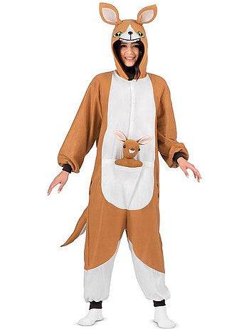 Costume da canguro o pigiama con cappuccio in peluche