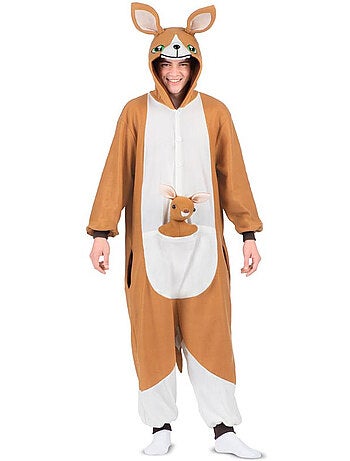 Costume da canguro o pigiama con cappuccio in peluche