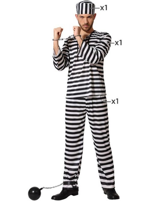 Costume da carcerato a righe da uomo - Kiabi