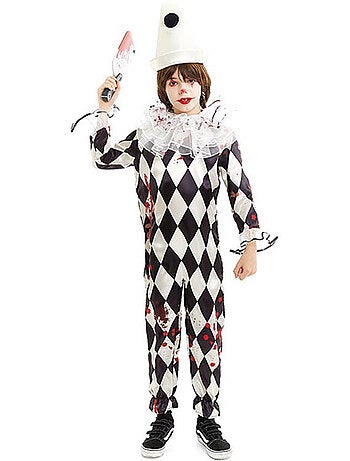 Costume da clown Pierrot assassino con cappello
