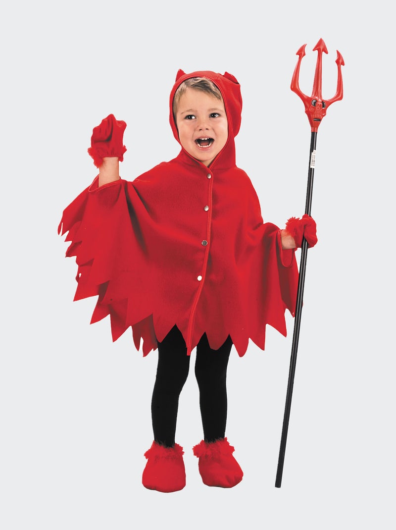 Costume da diavolo poncho con cappuccio + guanti ROSSO - Kiabi