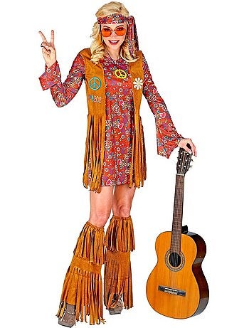 Costume da hippie con copriscarpe e frange
