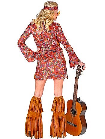 Costume da hippie con copriscarpe e frange
