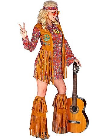 Costume da hippie con copriscarpe e frange