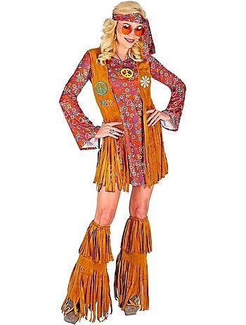 Costume da hippie con copriscarpe e frange
