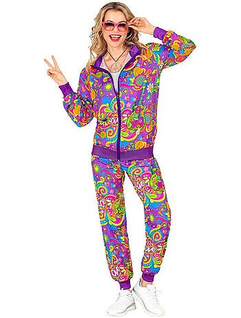 Costume da hippie con motivo floreale al neon