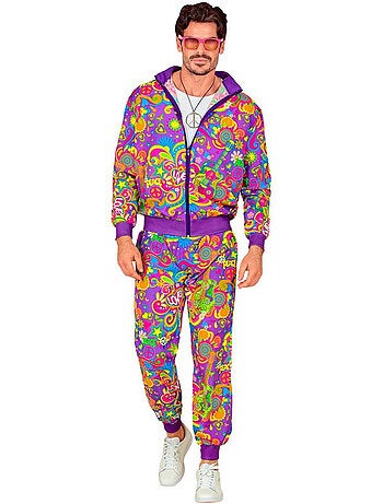 Costume da hippie con motivo floreale al neon