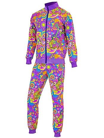 Costume da hippie con motivo floreale al neon