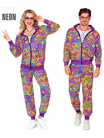 Costume da hippie con motivo floreale al neon