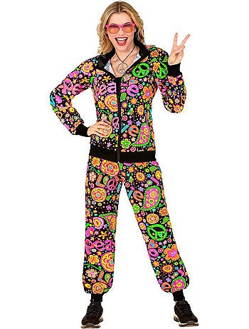 Costume da hippie groovy love fluorescente scuro